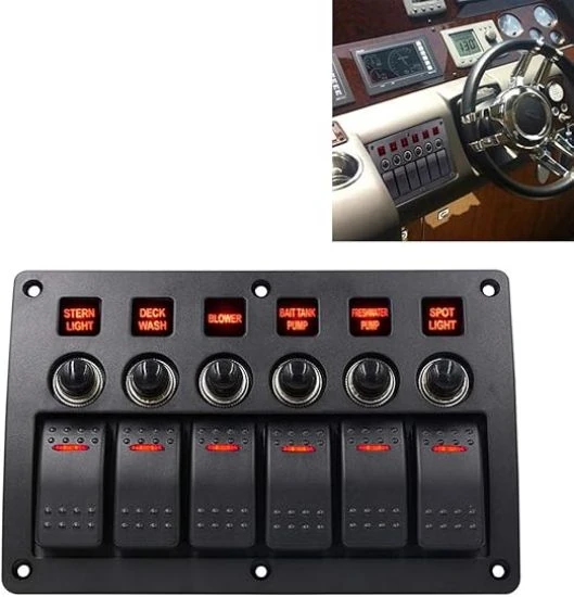 Switch panel number 6 12/24 V