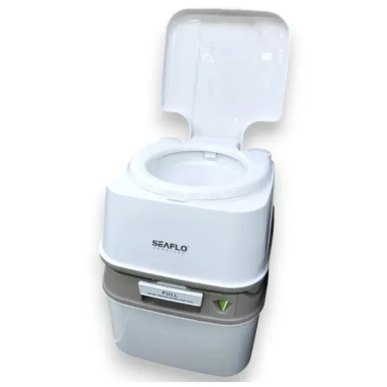 Travel toilet seat with tank
