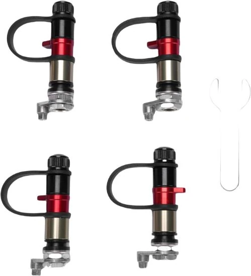 Long tire valve, set of four pieces