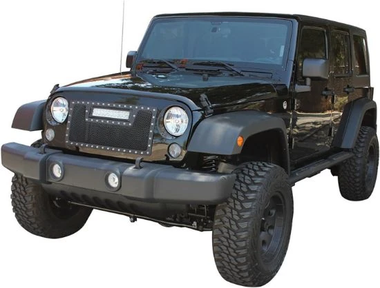Jeep Wrangler JK stainless steel front grille with LED light